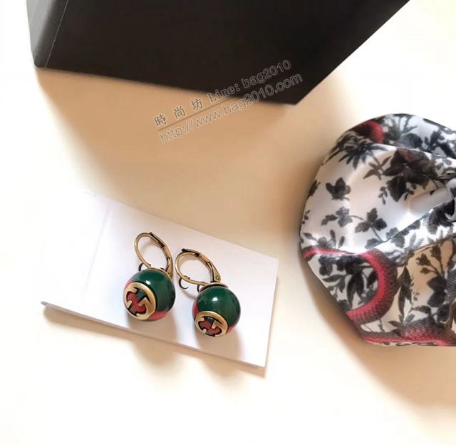GUCCi飾品 古馳復古系列耳環 Gucci個性條紋 珠子 耳鉤  zgbq1053